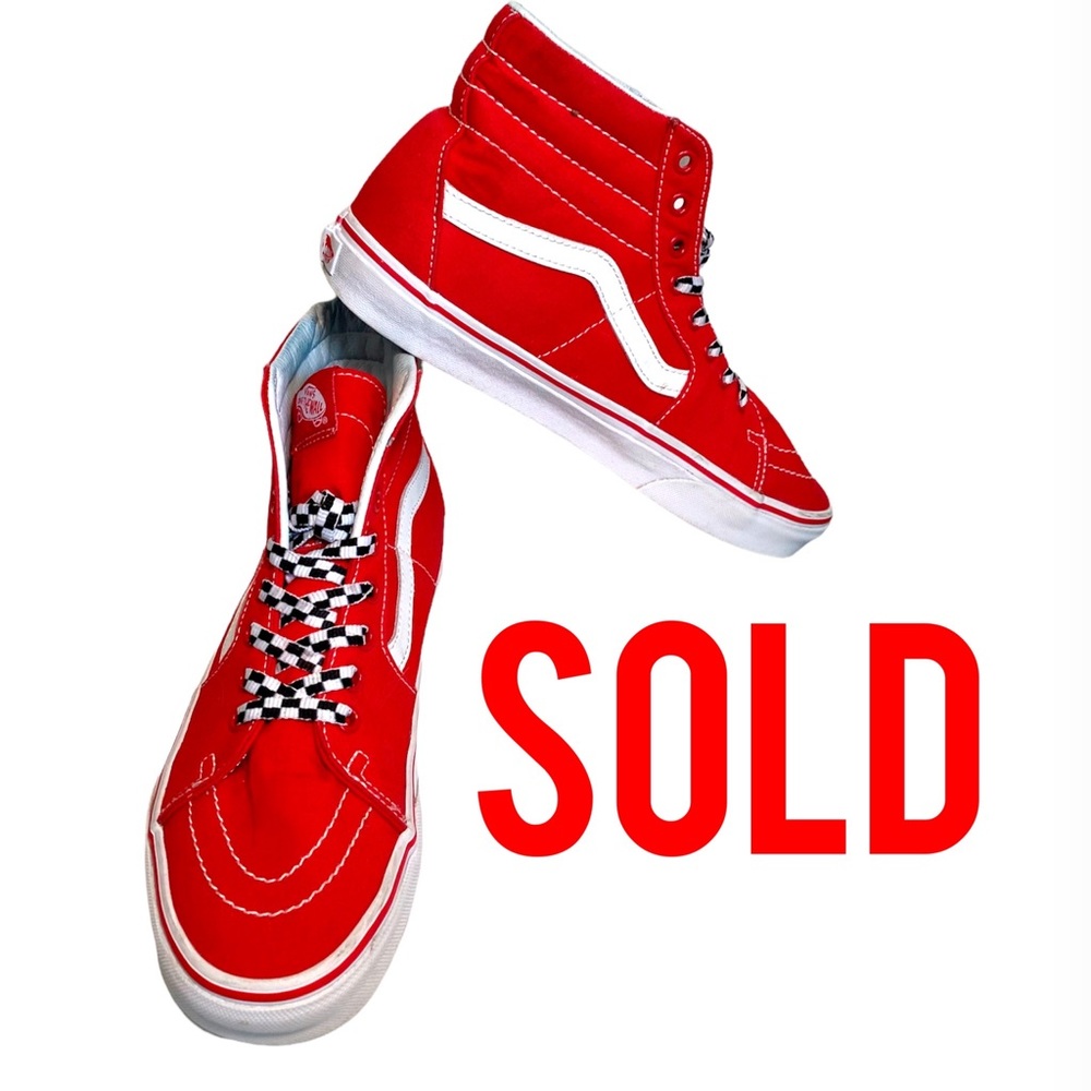 Vans Off the Wall SK-8 Red High Tops Mens 9 Womens 10.5